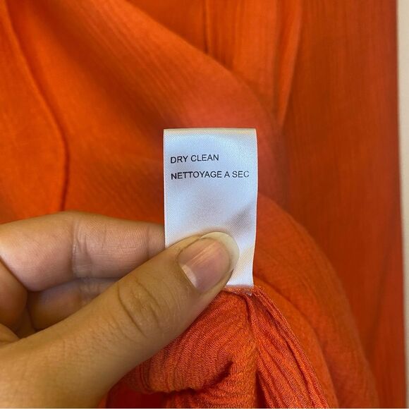 BROCHU WALKER Amaia Tie-Neck Crinkle Blouse in Papaya Orange Sz Medium - Picture 11 of 11